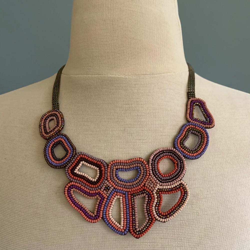 pink beaded funky necklace